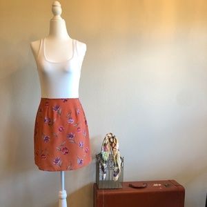 Orange Floral Mini Skirt Size Medium